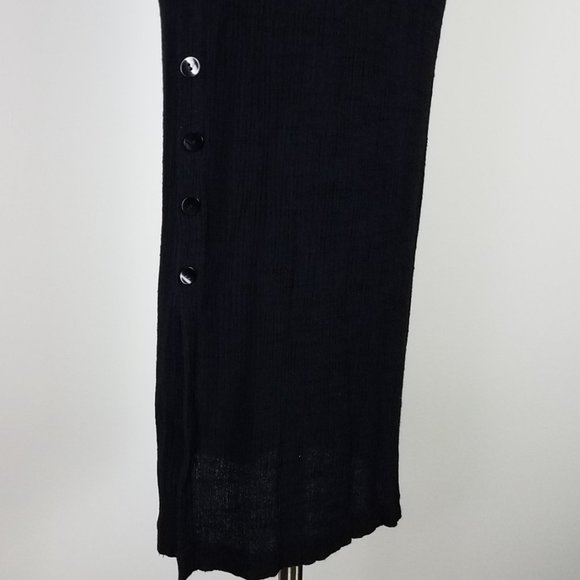 90's Vintage Sleeveless Linen Crepe Dress with Attached Pendant Necklace - Picture 8 of 9